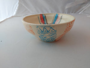 Hand Thrown 6.5" Decorated Ceramic Bowl
