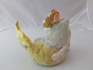 Hand Sculpted Ceramic Figurine 6" Purr-Maid