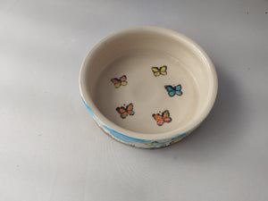 Hand Thrown 5.5" Decorated Ceramic Bunny Food Bowl