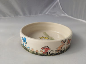 Hand Thrown 5.5" Decorated Ceramic Bunny Food Bowl