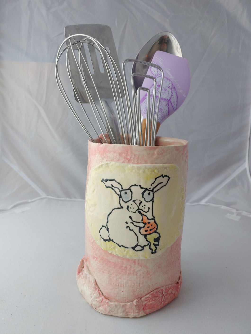 Large Bunny Theme Utensil Container